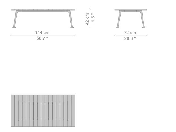 Прямоугольный кофейный стол из алюминия и дерева CASSINA 239 FENC E NATURE фабрика CASSINA из Италии. Фото №7