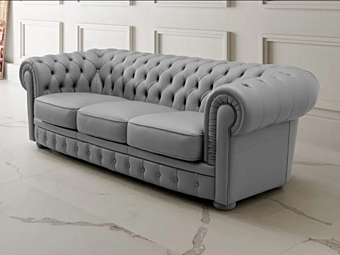 Диван с обитой спинкой из кожи MitoHome Chester