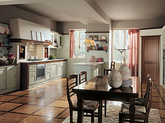 Кухня из вишневого дерева с peninsula Martini Interiors Newport Il Canto del Fuoco Azzurra фабрика MARTINI INTERIORS из Италии