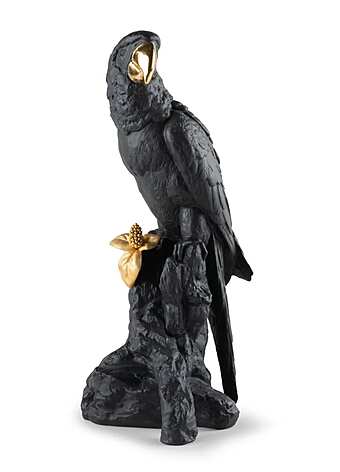 Скульптура LLADRO Macaw Bird Sculpture. Black-Gold. Limited Edition фабрика LLADRO из Италии