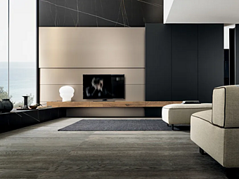 Система ТВ-стенки с металлическими и дубовыми элементами MODULNOVA Blade 1