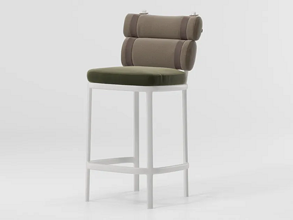 Барный стул с обитой спинкой из ткани KETTAL HIGH UPHOLSTERED FABRIC STOOL ROLL KS2300300 фабрика KETTAL из Италии. Фото №2