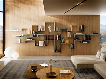 Секционный книжный шкаф из дерева LAGO Lagolinea 1222 фабрика LAGO из Италии