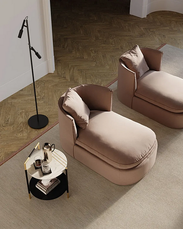Диван с обитой спинкой из ткани со съемным чехлом Frigerio Bessie Longue 11501 фабрика Frigerio из Италии. Фото №4