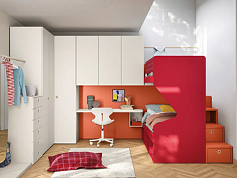 Деревянная двухъярусная кровать NIDI Loft Bed с лестницей и защитными бортиками фабрика nidi из Италии