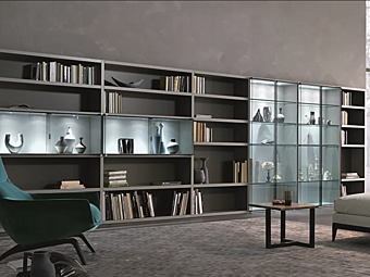 Открытый деревянный книжный шкаф с подсветкой из дерева MISURAEMME Crossing фабрика MisuraEmme из Италии