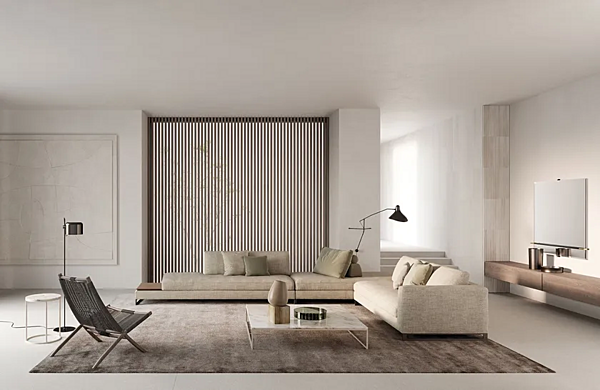Диван с обитой спинкой на пять мест из ткани с съемным чехлом Frigerio  Davis Top Flat 12129 фабрика Frigerio из Италии. Фото №4