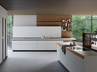 Кухня из стекла матового облачного белого цвета VALCUCINE Genius Loci Кухня из стекла матового облачного белого цвета VALCUCINE Genius Loci фабрика VALCUCINE из Италии