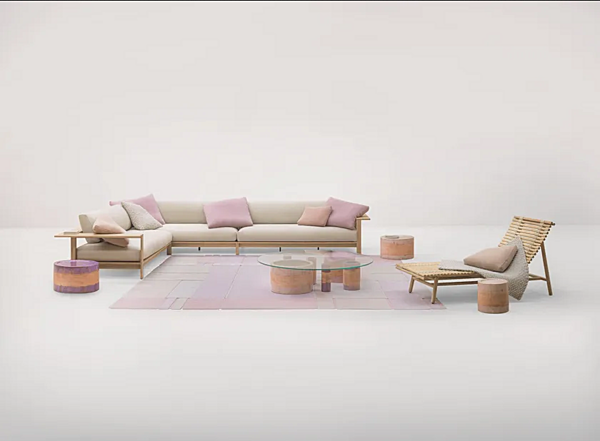 Секционный модульный садовый диван из ткани PAOLA LENTI Frei B183BS+B183BS+B183BD фабрика PAOLA LENTI из Италии. Фото №2