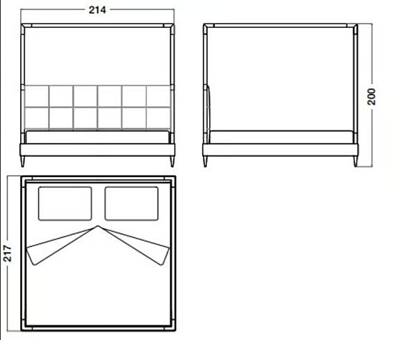 Двуспальная кровать с обитой спинкой из кожи и дерева BLUE  CPRN HOMOOD B100, B101, B102 фабрика CPRN HOMOOD из Италии. Фото №5