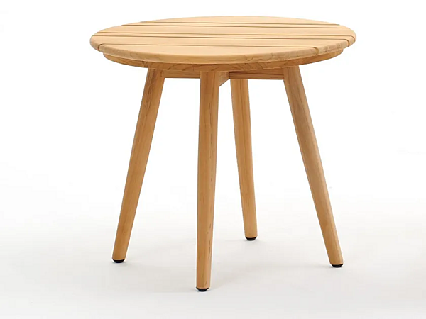 Круглый садовый боковой столик из тика VARASCHIN Lapis 2415 фабрика VARASCHIN из Италии. Фото №1