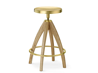 Высокий регулируемый барный стул из латуни GHIDINI1961 Leporello PR205SB101 фабрика GHIDINI1961 из Италии