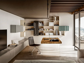 Секционная плавающая книжная полка из дерева LAGO 1260 для домашнего офиса фабрика LAGO из Италии