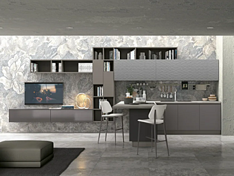 Кухня с островом из материала LUBE CUCINE Clover Lux 1 фабрика LUBE CUCINE из Италии