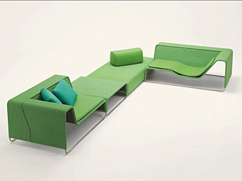 Секционный модульный садовый диван с мягкой спинкой PAOLA LENTI Island B11CLS