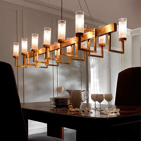 Ручная гравировка латунная люстра "эффект ткани" с гранеными хрустальными чашками ручной работы  SIGMA L2 7239 фабрика SIGMA L2 из Италии. Фото №3