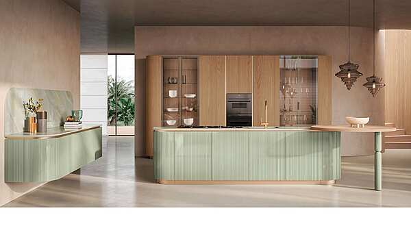 Современная кухня с островом ASTER CUCINE Domina Olmo Crudo Opaco фабрика Aster Cucine из Италии. Фото №1