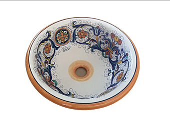 Круглая керамическая раковина для умывальника L_Antica Deruta  Classico 07 Ricco BA/45/RICCO