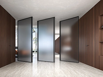 Поворотная дверь из алюминия и стекла BARAUSSE Sistema a Bilico фабрика BARAUSSE из Италии