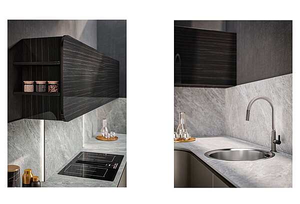 Современная кухня с островом ASTER CUCINE Domina Ebano Fusion Lucido фабрика Aster Cucine из Италии. Фото №4