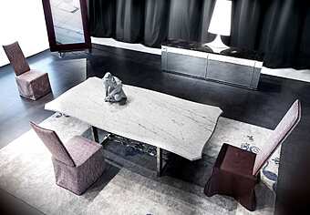 Прямоугольный обеденный стол из металла и мрамора ERBA ITALIA Rock coco