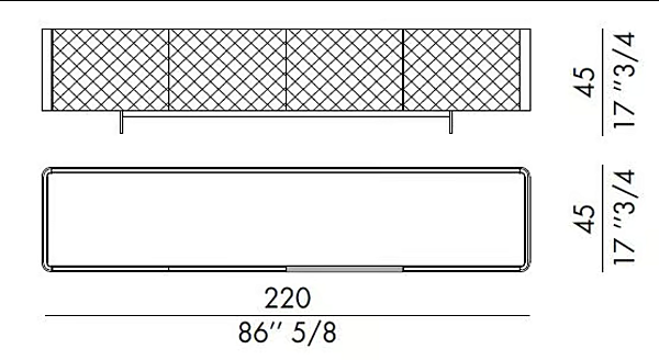 Тумба изкая телевизионная с дверцами из кожи Eforma Alma Diamond фабрика Eforma из Италии. Фото №3