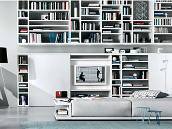 Настенный секционный книжный шкаф из лакированного материала MISURAEMME Crossing фабрика MisuraEmme из Италии