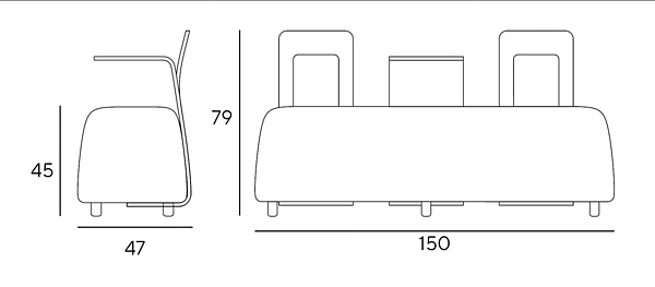 Обитая скамья с мягкой спинкой INNOVA Imbottiti Vice Versa Big Bench фабрика Innova Imbottiti из Италии. Фото №6