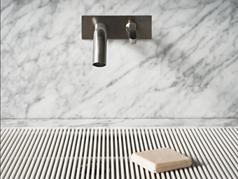 Настенный смеситель для раковины из нержавеющей стали с квадратной пластиной AGAPE фабрика Agape из Италии