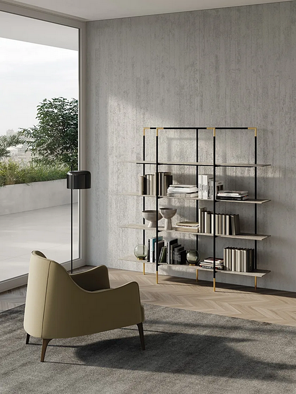 Двусторонняя открытая книжная полка из дерева Frigerio Kevin 16600G фабрика Frigerio из Италии. Фото №7