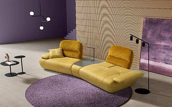 Секционный диван с мягкой спинкой из ткани и столиком EGOITALIANO Hoops фабрика Egoitaliano из Италии. Фото №3