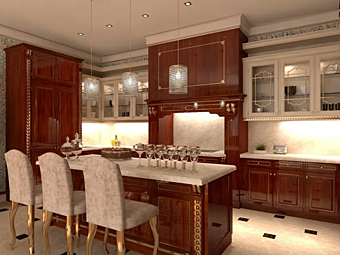 Кухня из массива ореха с островом Tosca Martini Interiors фабрика MARTINI INTERIORS из Италии
