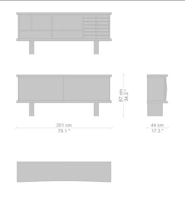 МДФ боковой шкаф с раздвижными дверями CASSINA RIFLESSO фабрика CASSINA из Италии. Фото №5