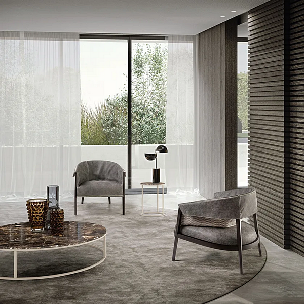 Кресло с подлокотниками обитое тканью Frigerio Liza 13204F фабрика Frigerio из Италии. Фото №7