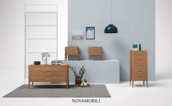 Прикроватная тумбочка с ящиками из дерева NOVAMOBILI GIOTTO фабрика NOVAMOBILI из Италии. Фото №5