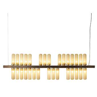 Горизонтальная люстра из натуральной латуни и алебастра ручной работы SIGMA L2  7300/30