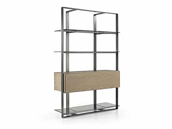 Металлическая книжная полка со стеклянными полками Frigerio Unique 20702 фабрика Frigerio из Италии