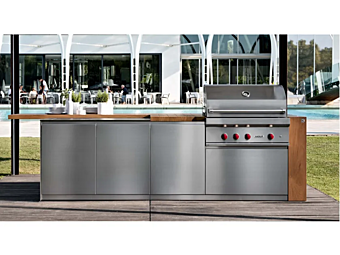 Уличная кухня из стали ASTER CUCINE Outdoor Iroko фабрика Aster Cucine из Италии
