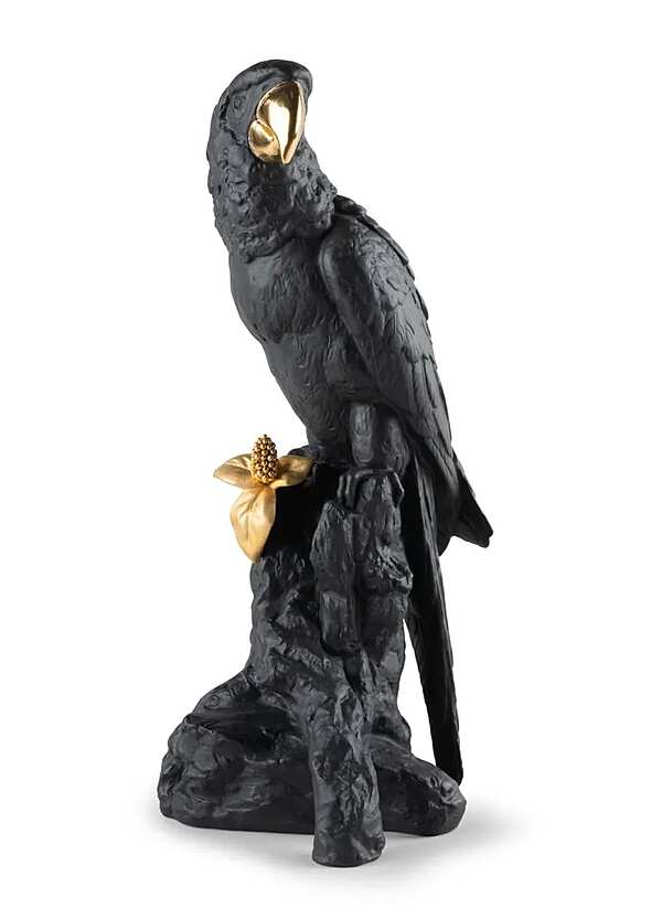 Скульптура LLADRO Macaw Bird Sculpture. Black-Gold. Limited Edition фабрика LLADRO из Италии. Фото №1