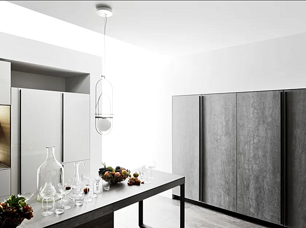 Стеклянная кухня без ручек с островом VALCUCINE Logica Celata Vitrum Glossy фабрика VALCUCINE из Италии. Фото №6
