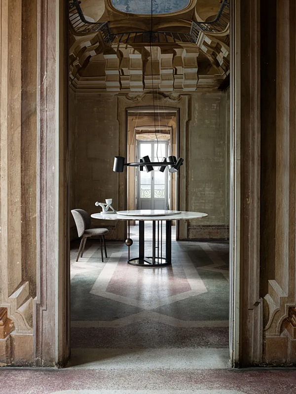 Круглый мраморный стол с латунной основой GHIDINI1961 Merlino фабрика GHIDINI1961 из Италии. Фото №2