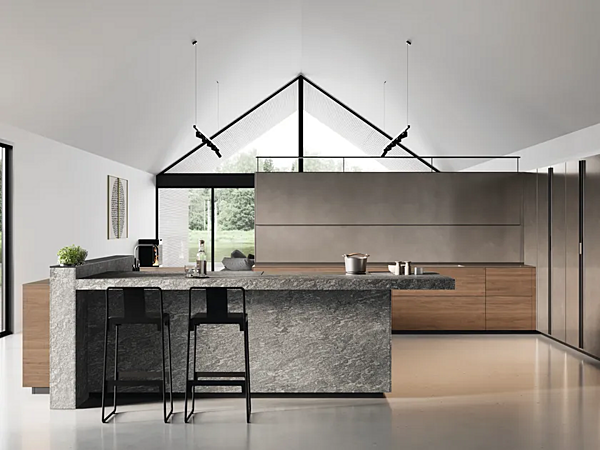 Кухня с фасадами из ореха с новой системой Logica VALCUCINE Artematica Tactile Hazelnut фабрика VALCUCINE из Италии. Фото №1