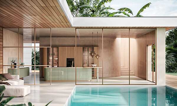 Современная кухня с островом ASTER CUCINE Domina Olmo Crudo Opaco фабрика Aster Cucine из Италии. Фото №2