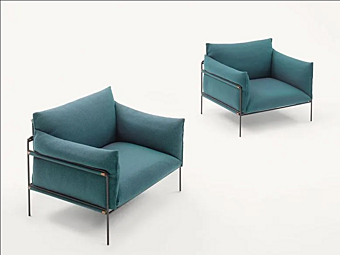 Кресло с обивкой из ткани и съемным чехлом PAOLA LENTI Kabà B109AE