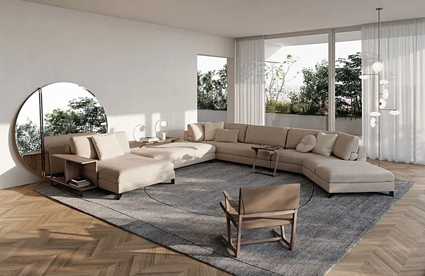 Секционный диван с обивкой из ткани Frigerio Davis Book 12138 фабрика Frigerio из Италии. Фото №4