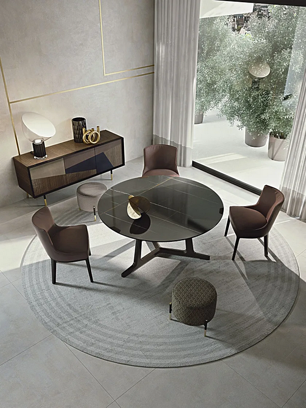 Круглый пуф из ткани с обивкой Frigerio Kevin 16604 фабрика Frigerio из Италии. Фото №2