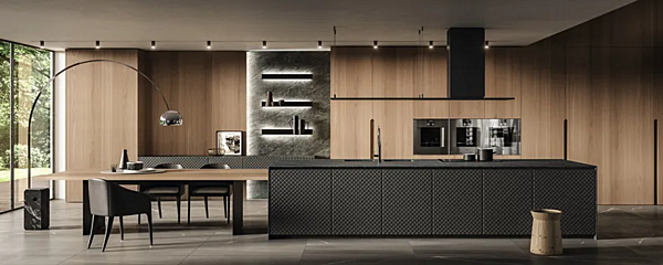 Деревянная встроенная кухня с островом без ручек ASTER CUCINE Pure Glam фабрика Aster Cucine из Италии. Фото №4