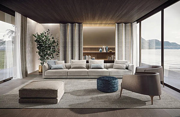 Секционный диван с тканевой обивкой Frigerio Miller 15715 фабрика Frigerio из Италии. Фото №9