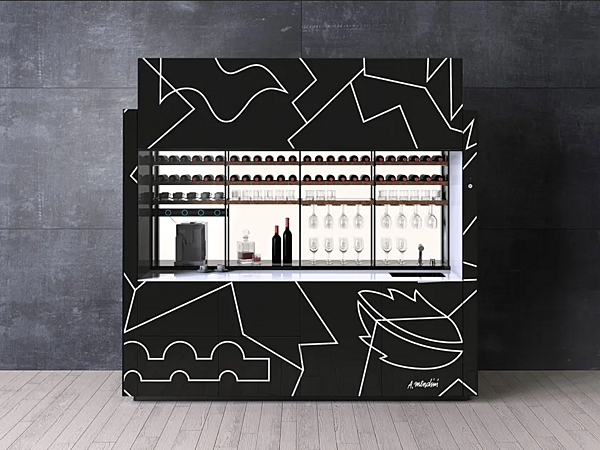 Стеклянная кухня без ручек VALCUCINE Logica Celata Vitrum Arte Mendini фабрика VALCUCINE из Италии. Фото №1