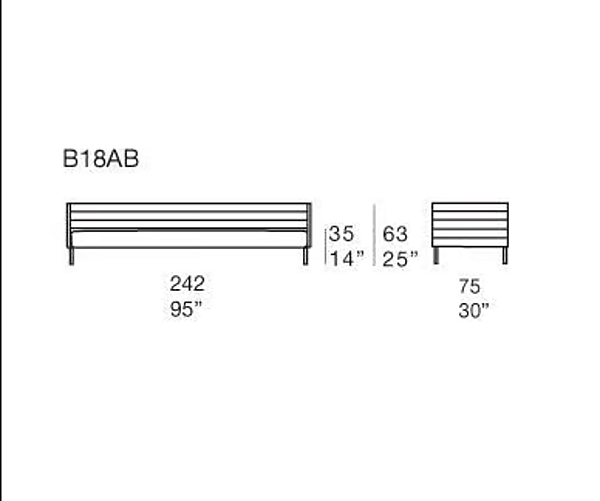 Диван с обитой спинкой на четыре места из ткани PAOLA LENTI Frame on B18AB фабрика PAOLA LENTI из Италии. Фото №5